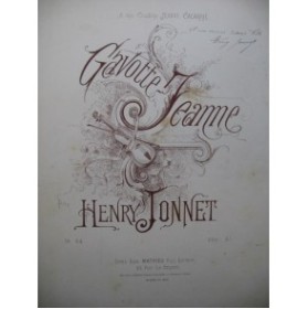 JONNET Henry Gavotte Jeanne Dédicace Piano XIXe siècle