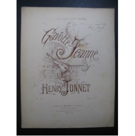 JONNET Henry Gavotte Jeanne Dédicace Piano XIXe siècle