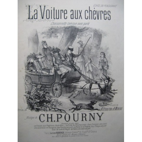 POURNY Charles La Voiture aux chèvres Chant Piano XIXe