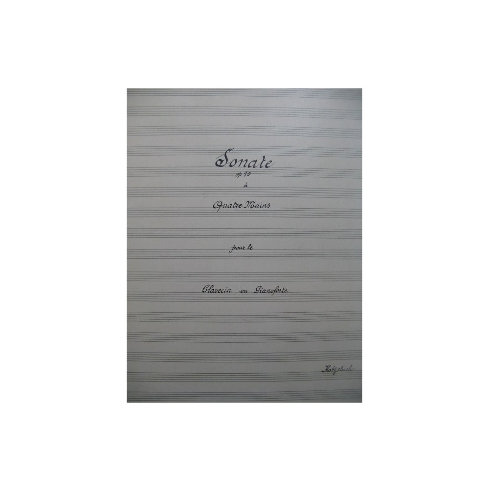 KOTZELUCH Leopold Sonate op 10 Manuscrit Piano 4 mains