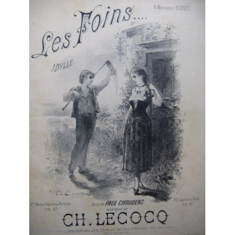 LECOCQ Charles Les Foins Dédicace Chant Piano ca1885