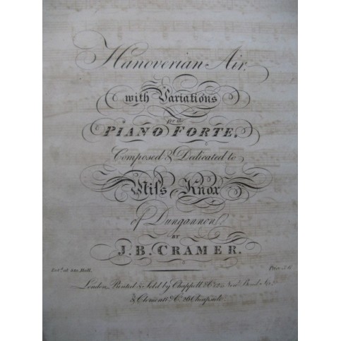 CRAMER J. B. Hanoverian Air Piano ca1815