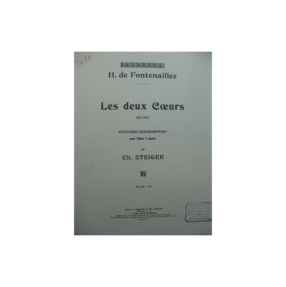DE FONTENAILLES H. Les Deux Cœurs Piano 1911