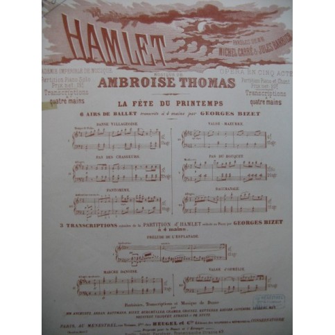 THOMAS Ambroise Hamlet La Fête du Printemps No 6 Piano 4 mains  ca1880
