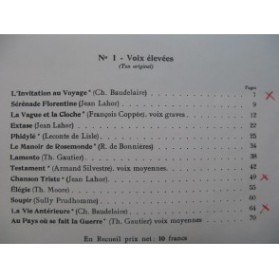DUPARC Henri Mélodies Piano et Chant 1911