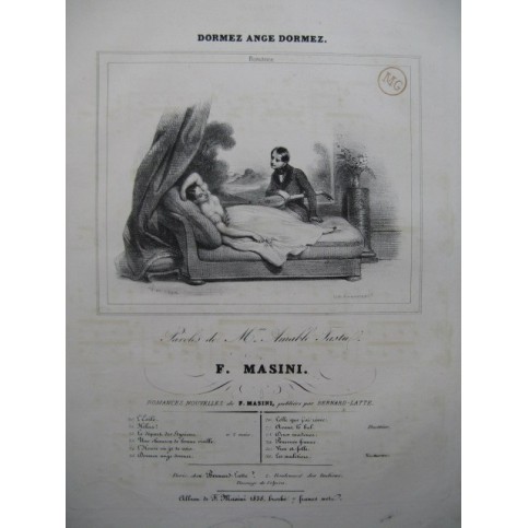MASINI F. Dormez Ange Dormez Chant Piano 1838