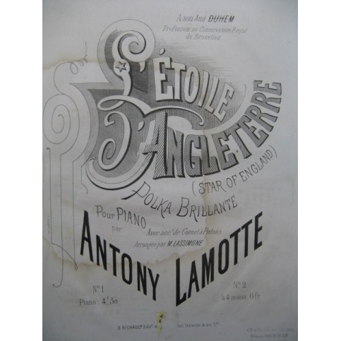 LAMOTTE Antony L'Etoile d' Angleterre Piano ca1875