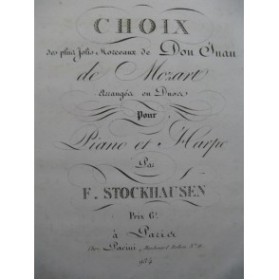 STOCKHAUSEN F. Choix de Morceaux de Don Juan Mozart Harpe ca1810