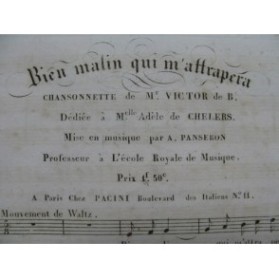 PANSERON Auguste Bien Malin qui m'attrapera Chant Piano ca1820