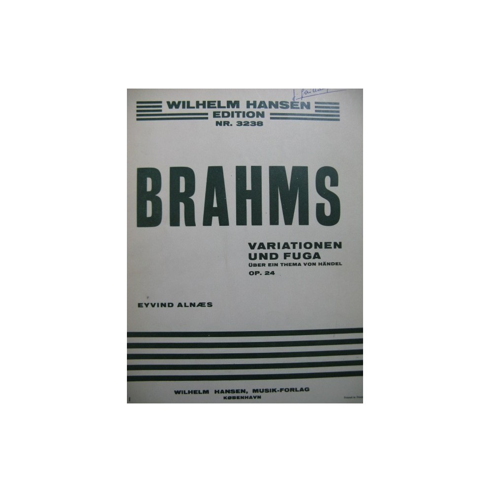 BRAHMS Johannes Variationen und Fuga Handel Piano 1947