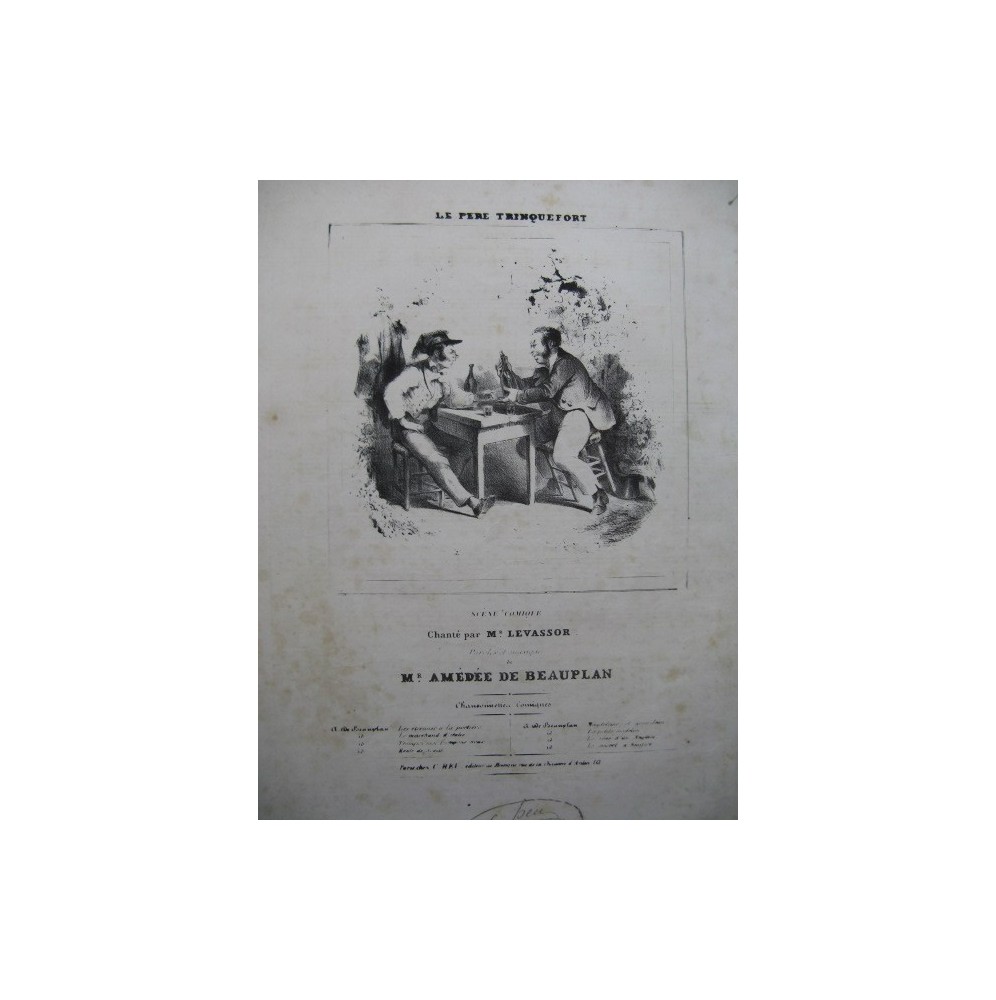 DE BEAUPLAN Amédée Le Père Trinquefort Chant Piano ca1840