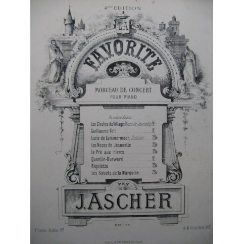 ASCHER Joseph La Favorite Piano XIXe siècle