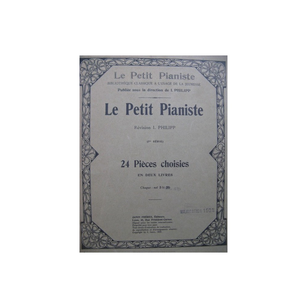 Le Petit Pianiste No 1 2e Livre 12 Pièces Piano 1919
