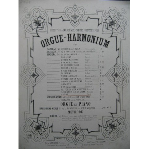 BACH J. S. Fugue Orgue Harmonium ca1860