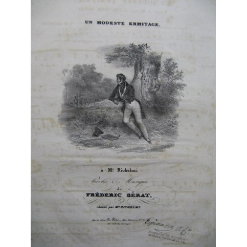 BÉRAT Frédéric Un Modeste Ermitage Chant Piano ca1840