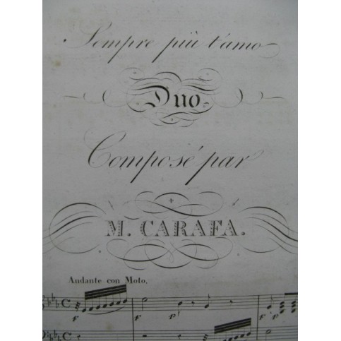 CARAFA Michele Sempre piu t'amo Duo Chant Piano XIXe