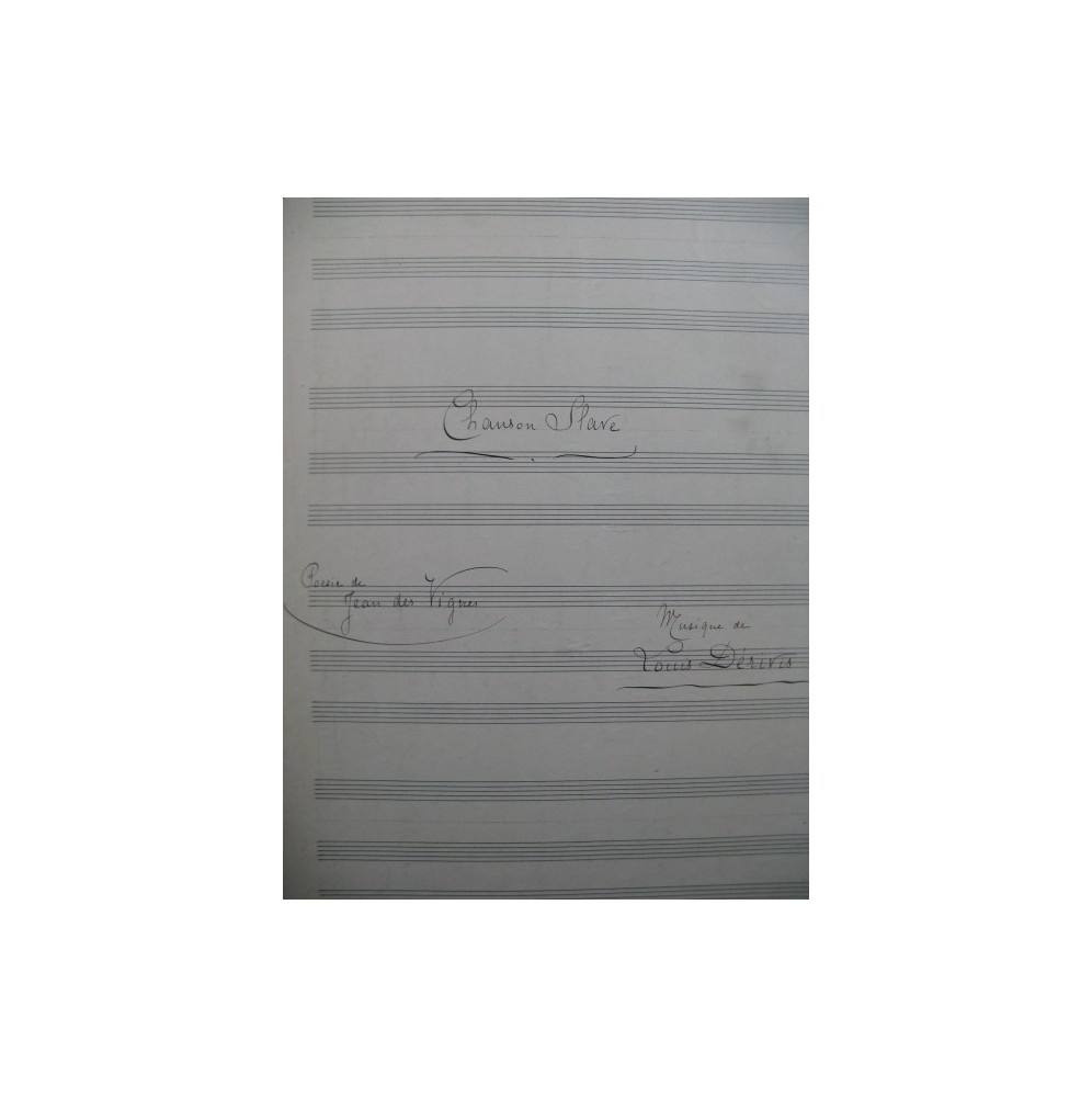 DÉRIVIS Louis Chanson Slave Manuscrit Chant Piano