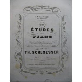 SCHLOESSER Th. 1ère Suite No 1 à 10 Piano 1859