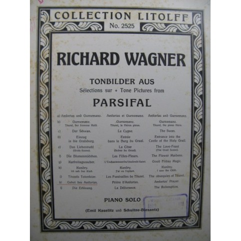 WAGNER Richard Parsifal Gebet des Amfortas Piano