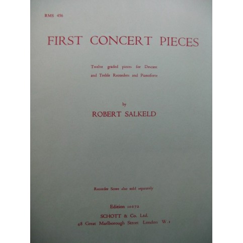 SALKELD Robert First Concert Pieces Flûte à bec Piano