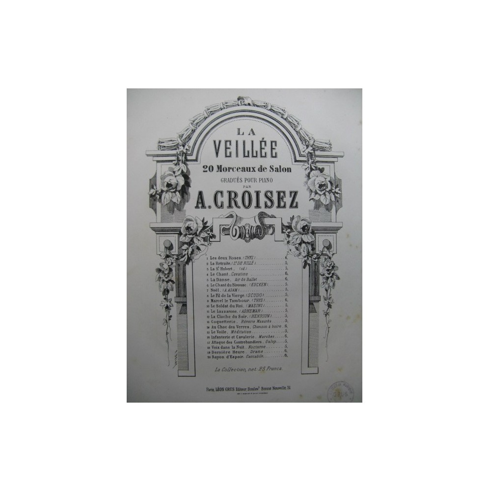 CROISEZ A. La Cloche du Soir Piano XIXe siècle