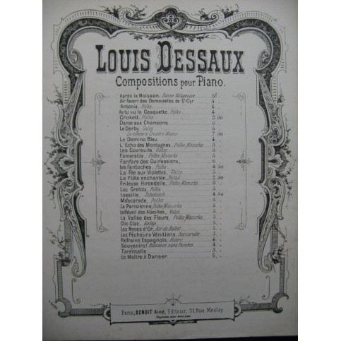 DESSAUX Louis Le Derby Piano XIXe siècle