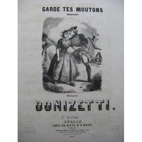 DONIZETTI G. Garde tes moutons Chant Piano ca1853