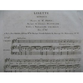 PLANTADE Charles Lisette Chant Piano ca1830