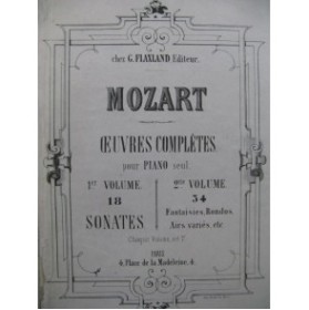 MOZART W. A. Oeuvres Complètes 2e Volume 34 Fantaises Rondos Airs Piano ca1863