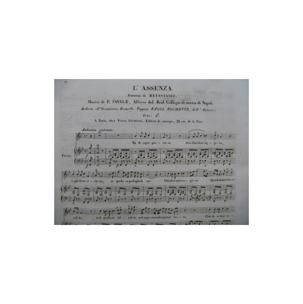 FAVALE P. L'Assenza Chant Piano ca1840