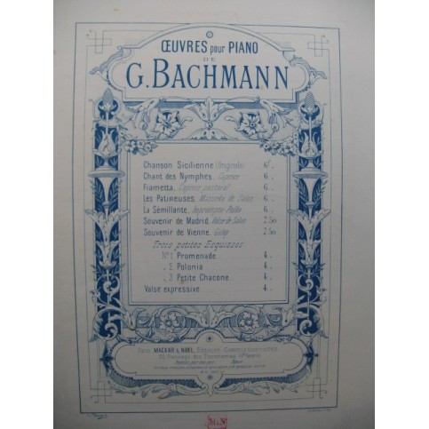 BACHMANN Georges Petite Chaconne Piano 1891