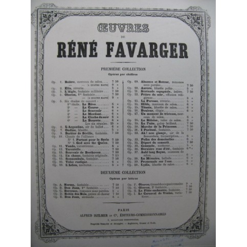 FAVARGER René Oberon Piano XIXe siècle