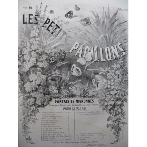 CARON G. W Les Petits Papillons No 12 Il était une Bergère Piano XIXe siècle