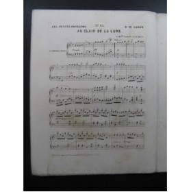 CARON G. W Les Petits Papillons No 14 Au Clair de la Lune Piano XIXe siècle