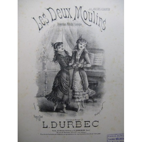 DURBEC L. Les Deux Moulins Chant Piano XIXe siècle