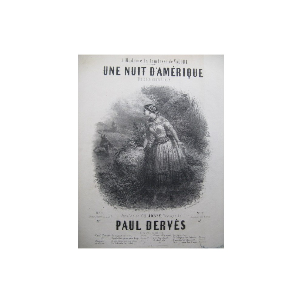 DERVES Paul Une Nuit d'Amérique Piano Chant ca1850