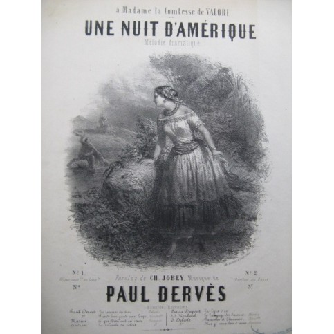 DERVES Paul Une Nuit d'Amérique Piano Chant ca1850
