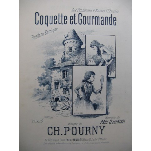 POURNY Charles Coquette et Gourmande Piano Chant XIXe siècle