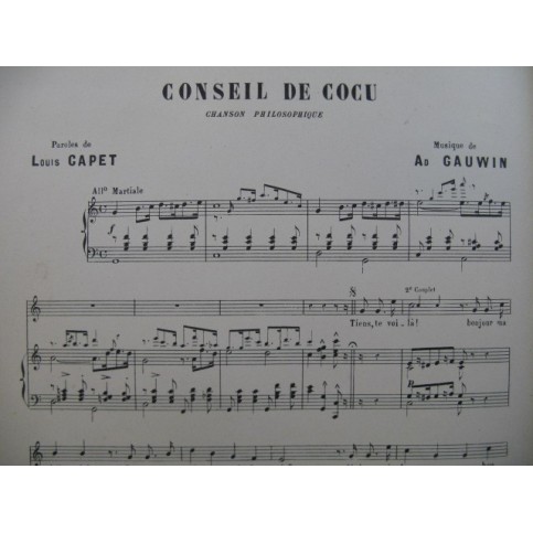 GAUWIN Adolphe Conseil de Cocu Chant Piano