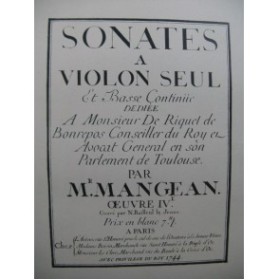 MANGEAN Sonate en Fa majeur Piano Violon 1914