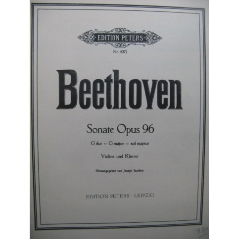 BEETHOVEN Sonate op 96 Piano Violon