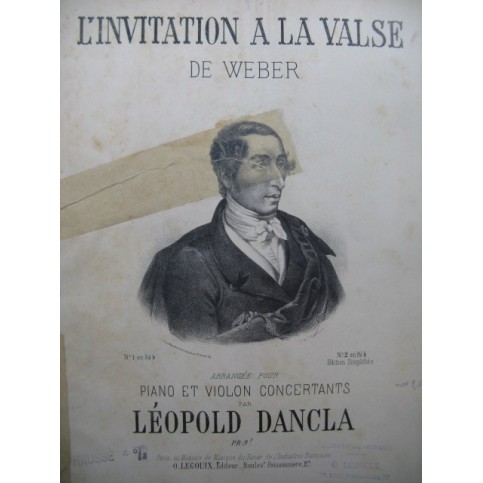 DANCLA Leopold L'invitation à la Valse Weber Piano Violon XIXe