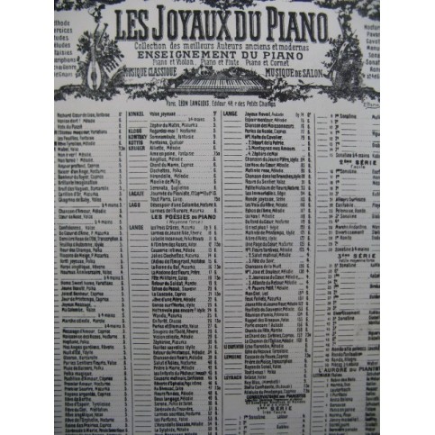 LANGE Gustave Fleurs Tardives Piano XIXe siècle