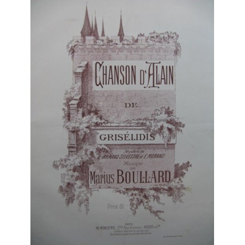 BOULLARD Marius Chanson d'Alain de Grisélidis Piano Chant ca1890