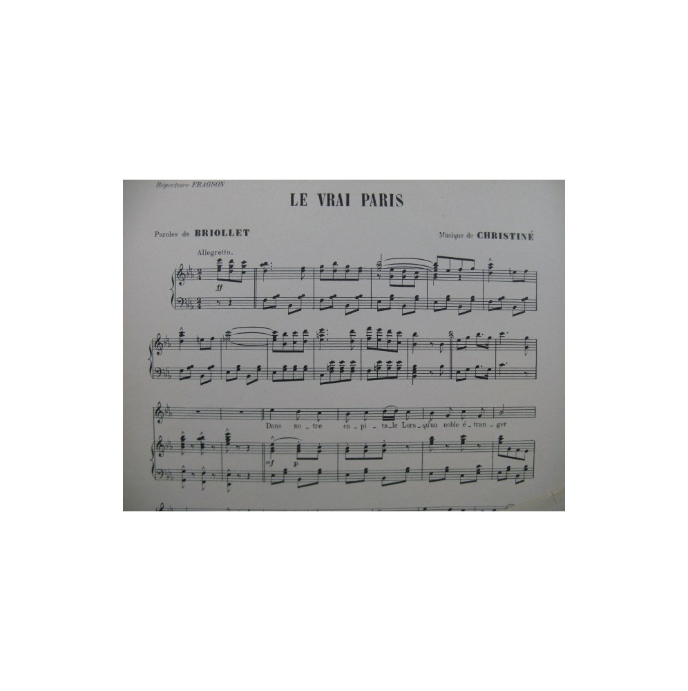 CHRISTINÉ Henri Le Vrai Paris Chant Piano 1911