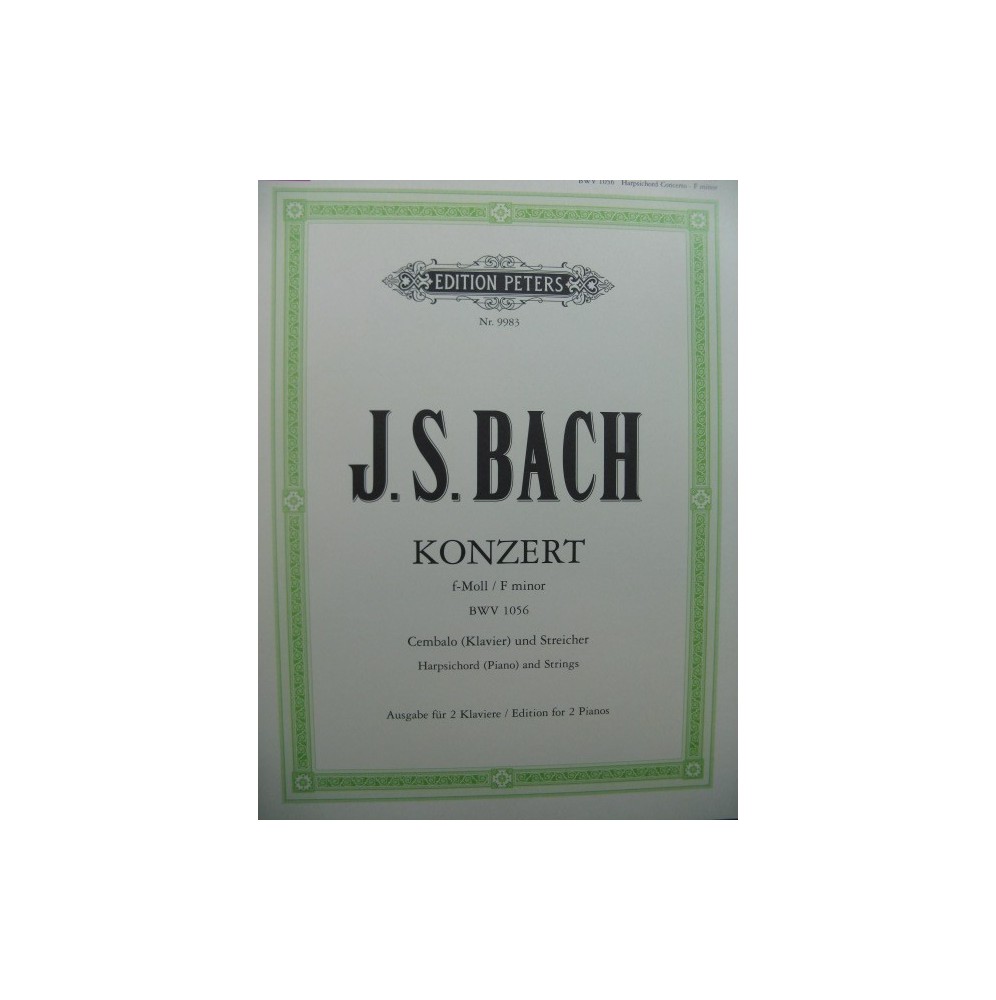 BACH J. S. Konzert f moll F minor 2 Pianos 4 mains