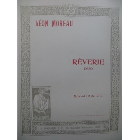 MOREAU Léon Rêverie Duo Chant Piano