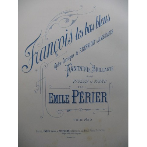 PÉRIER Emile François les bas bleus Fantaisie Piano Violon 1883