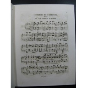 LE BOURDAIS DU ROCHER E. Souvenirs de Bretagne Dédicace Piano 1852