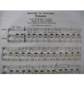 STRUNZ Jacques Madame La Vallière Chant Piano 1835
